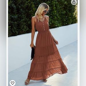Rust colored summer maxi dress NWT